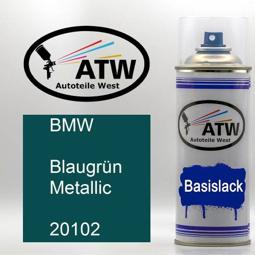 BMW, Blaugrün Metallic, 20102: 400ml Sprühdose, von ATW Autoteile West.